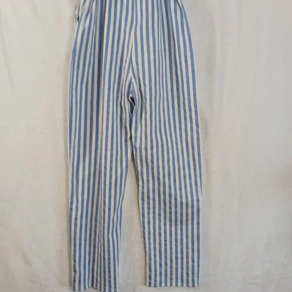 Main Strip, Blue & White Stripe, Off Shoulder Jumpsuit, Spaghetti Straps, Medium - Picture 10 of 14